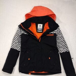 Roxy Black and Orange Chevron Bomber Jacket